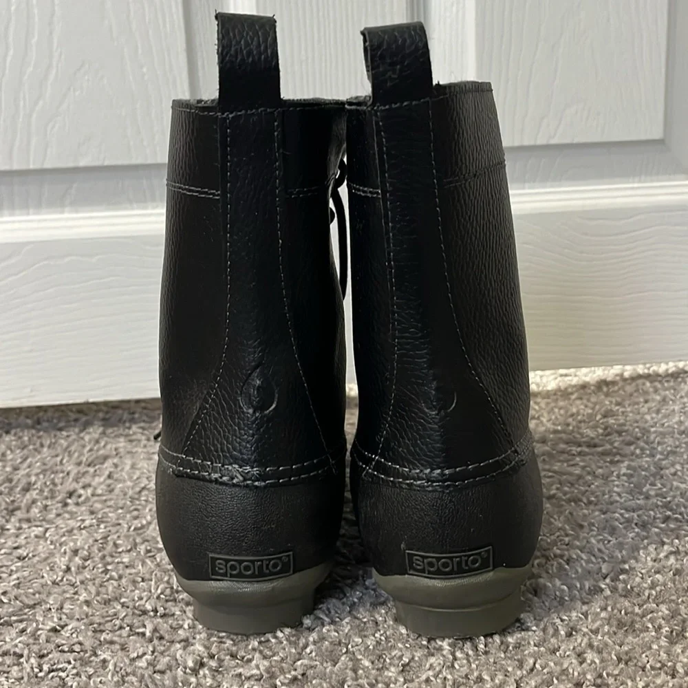 Sporto Women's Rain Boots Black Gray Plaid Rain Lace Up - Picture 3 of 8